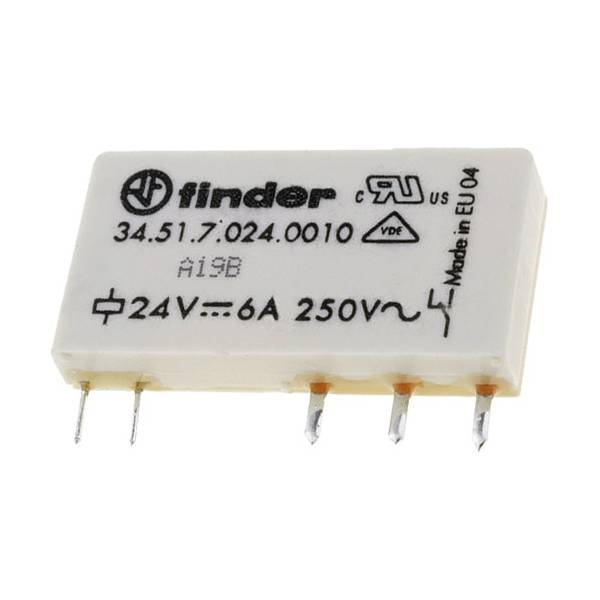 34.51.7.024.0010 MINI-REL&Eacute; PARA CIRCUITO IMPRESO DC 24V|6A|1CC|&Oslash;:5MM (FINDER)