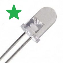 DIODO LED 5MM VERDE TRANSPARENTE ALTO BRILLO 2.8~3.6VDC 250.000MCD