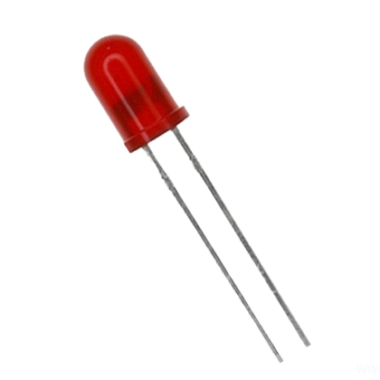 DIODO LED 5MM ROJO DIFUSO, VCC: 3.0~3.2V, PATILLA CORTA 