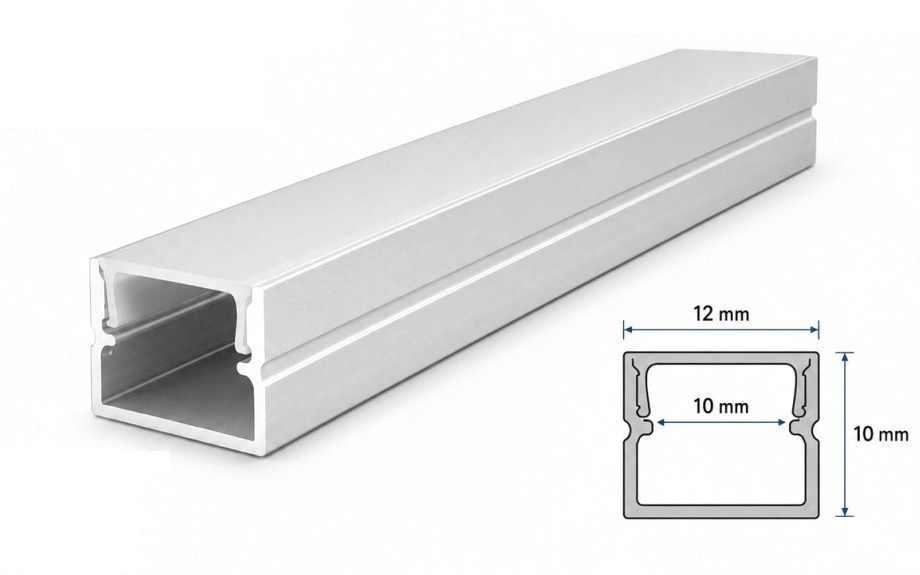 PERFIL ALUMINIO LARGO: 2.00 METROST TAPA DIFUSA+TAPAS FINALES MED. EXT.: 12X10MM 