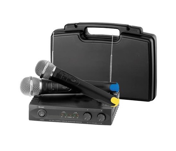 KIT MICROFONOS VHF CON DOS MICROS DE  MANO