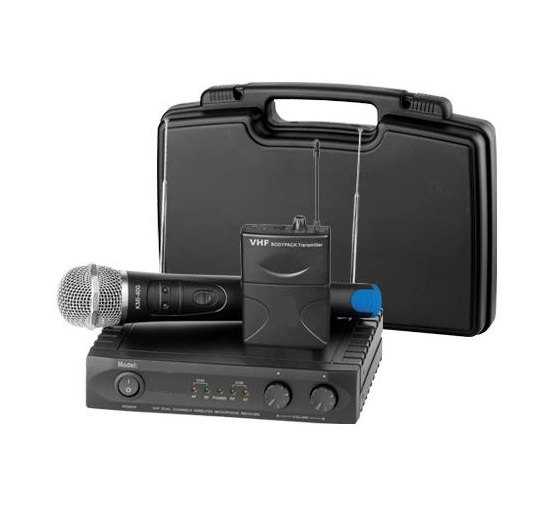 KIT MICROFONOS DOBLE VHF PINZA, MADONNA Y MANO