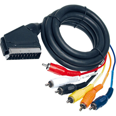 2-0690 CABLE V&Iacute;DEO-AUDIO EURO A 6 RCA ENTRADA/SALIDA V&Iacute;DEO-AUDIO EST&Eacute;REO 1.5M
