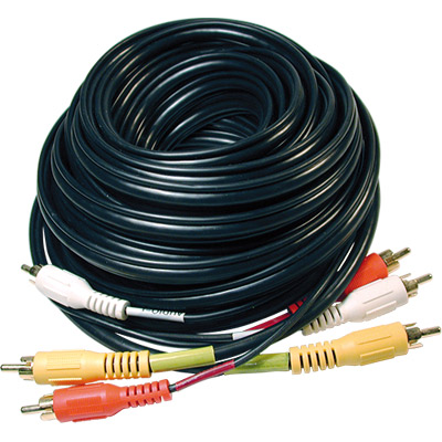 2-0305 CABLE VIDEO AUDIO ALTA CALIDAD 2 RCA AUDIO + RCA VIDEO MACHO A MACHO 10M