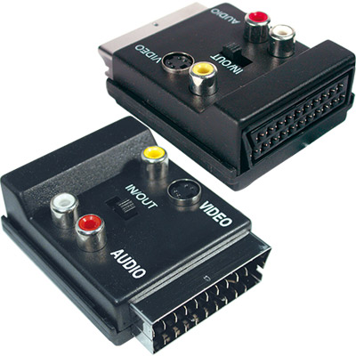 2-0842 ADAPTADOR V&Iacute;DEO CON INTERRUPTOR ENTRADA|SALIDA EURO MACHO A HEMBRA + 3 RCA + S-VHS