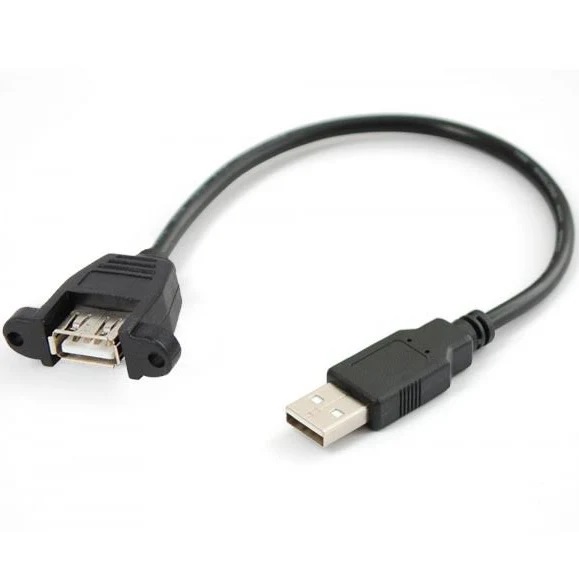 CONECTOR USB-A 2.0 CON CABLE MACHO-HEMBRA  PARA ATORNILLAR CABLE: 30CM