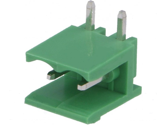 2EDGR-5.08-2P  CONECTOR/CLEMA MACHO 2 PIN CIRC. IMPRESO ACODADO R:5.08 