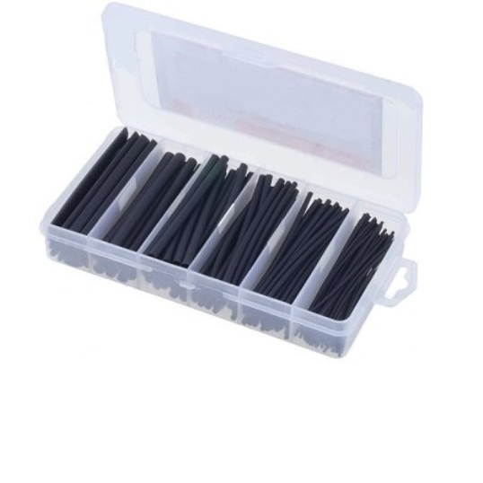 KIT DE 6M/170PCS  TERMORRETRACTIL NEGRO 1.0, 2.0, 3.0, 4.5, 6.0, 9.0MM X 100MM