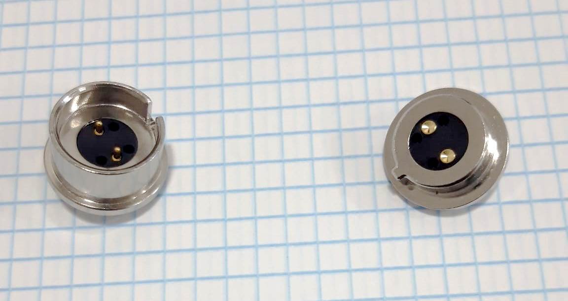 POGO PIN CONECTOR MAGNETICO CON SLOT 2 PINS 1AMP/PIN KIT MACHO Y HEMBRA